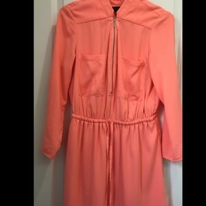 BRIGHT PEACH ZIP DRESS